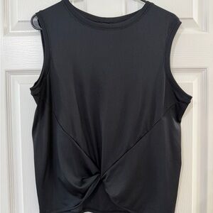 Lucky in Love Black Twist-Front Sleeveless Tank